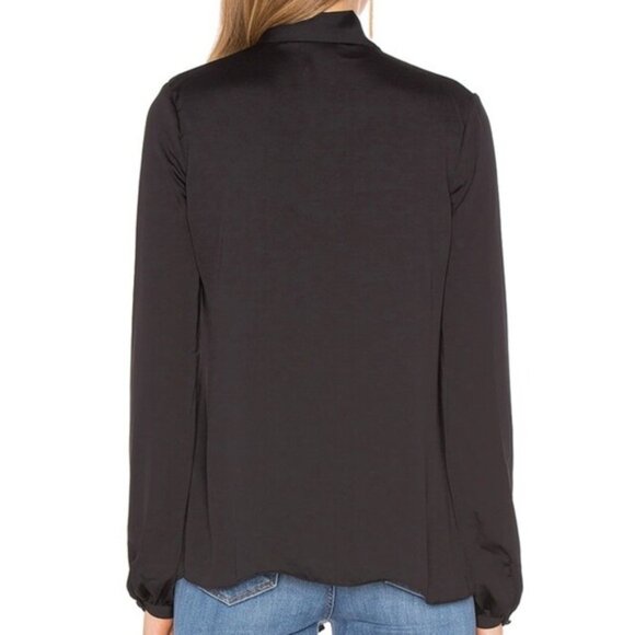 Revolve L'Academie 70's Blouse Neck Tie Black Long Sleeve Satin Size XS - Picture 14 of 14